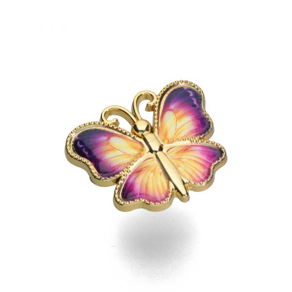 PIN METALICO MARIPOSA VINOTINTO/DORADO IMPO